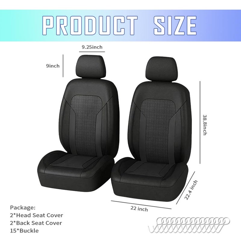 carleef 4PCS Cooling Car Seat Covers Breathable Front Seat Covers with Mesh Construction and Foam Padding Car Seat Protector to Reduce Back Sweating Universal Car Interior for Car SUV (Black) - Image 2
